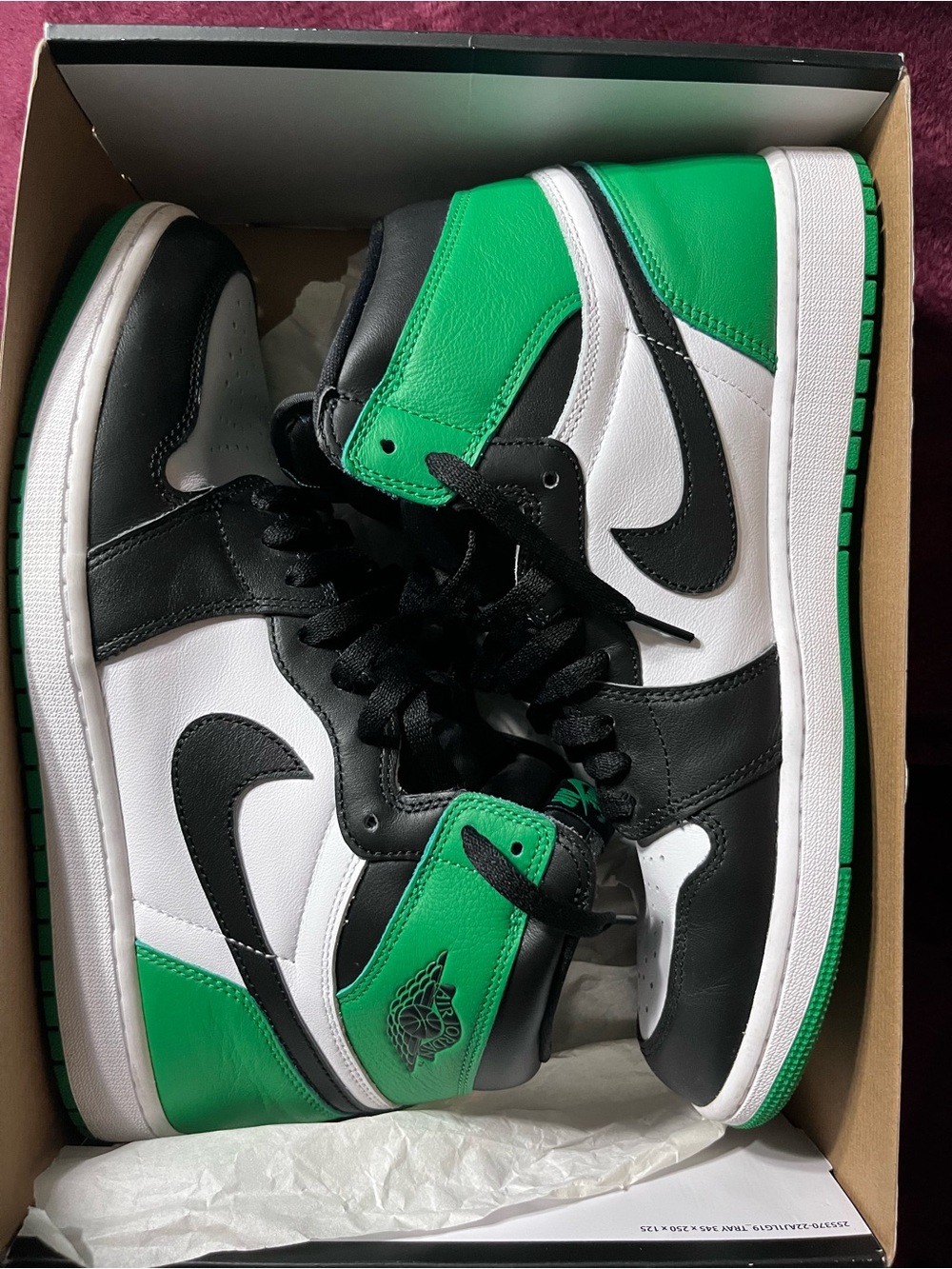 Jordan 1’s Men's High-Top Sneakers in Black, White & Green